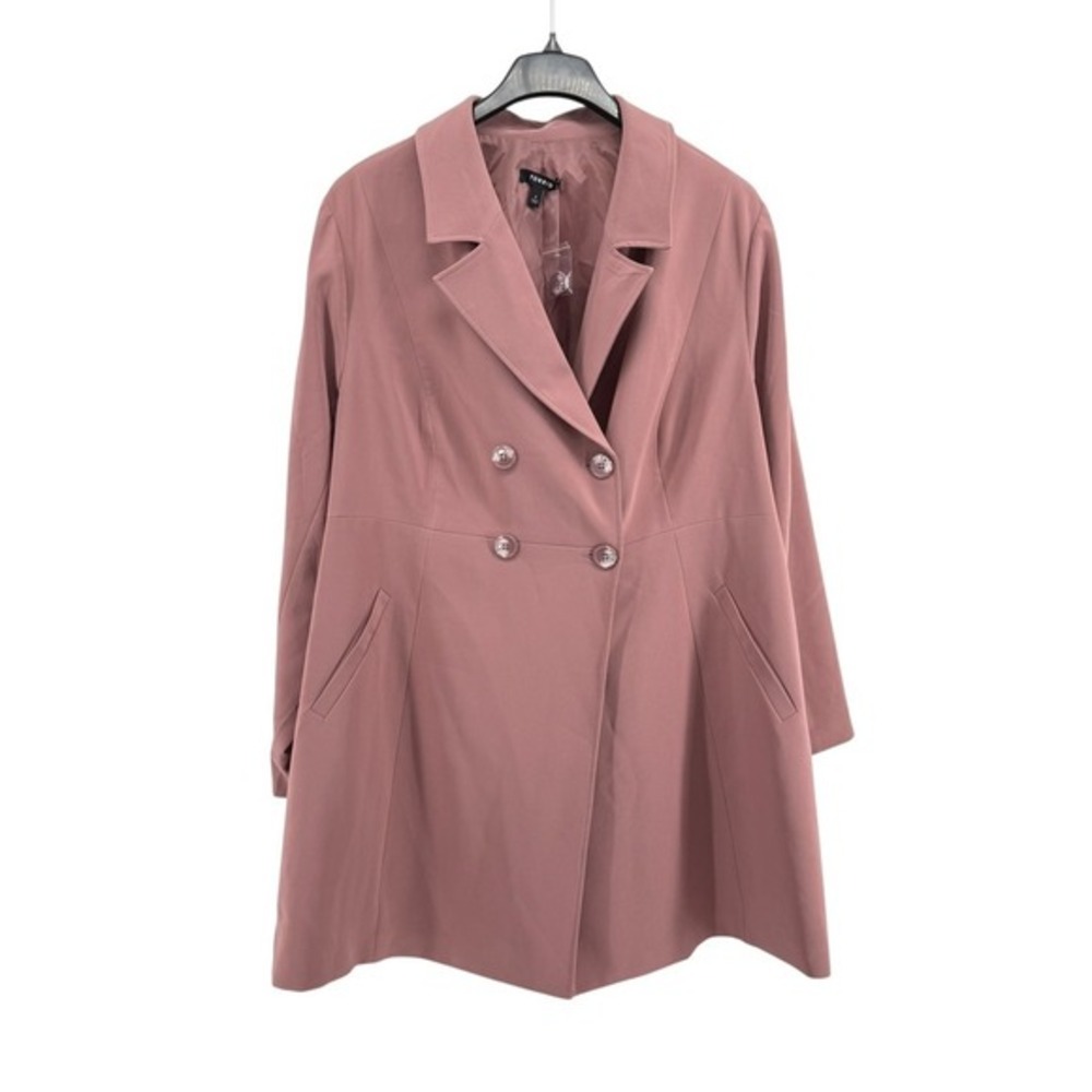 Torrid‎ Twill A-Line Trench Coat Womens 4 Pre-Owned Pink Double-Breasted Lined